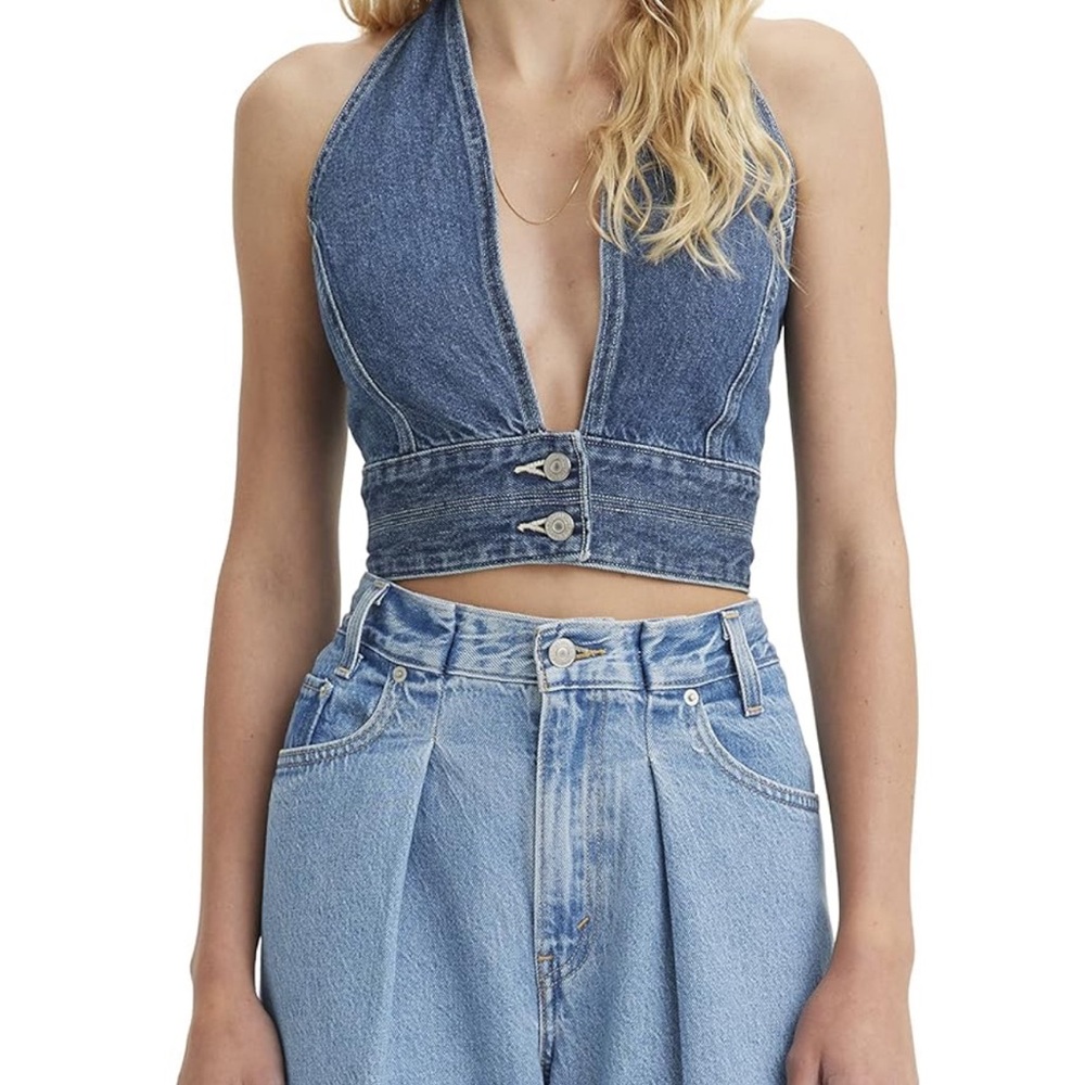 LEVI'S DAISY DENIM HALTER TOP